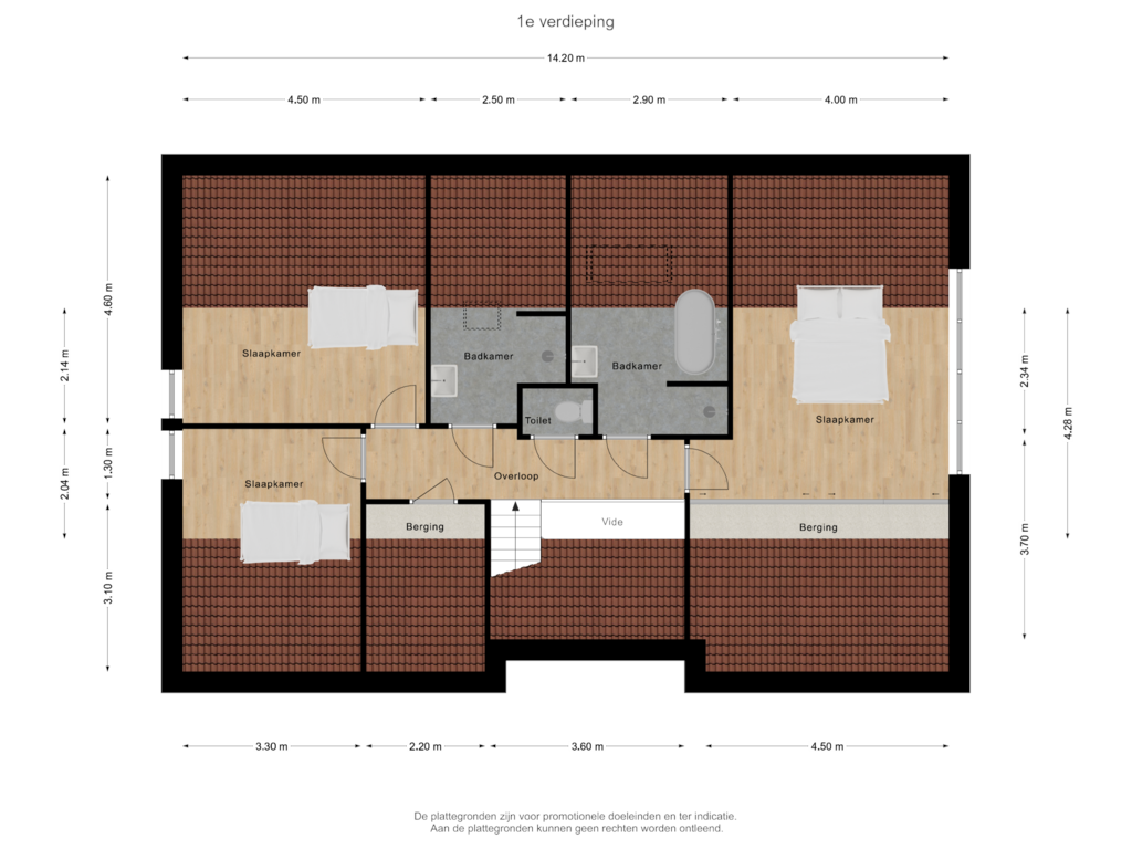 View floorplan of 1e verdieping of Torenweg 12