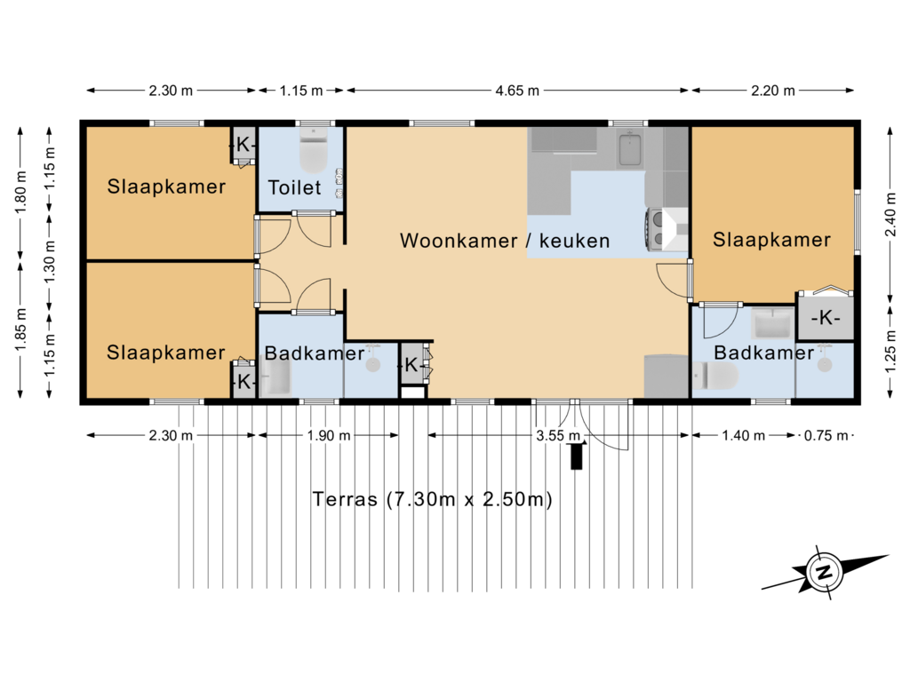 View floorplan of Begane grond of Hoge Zuidwal 12