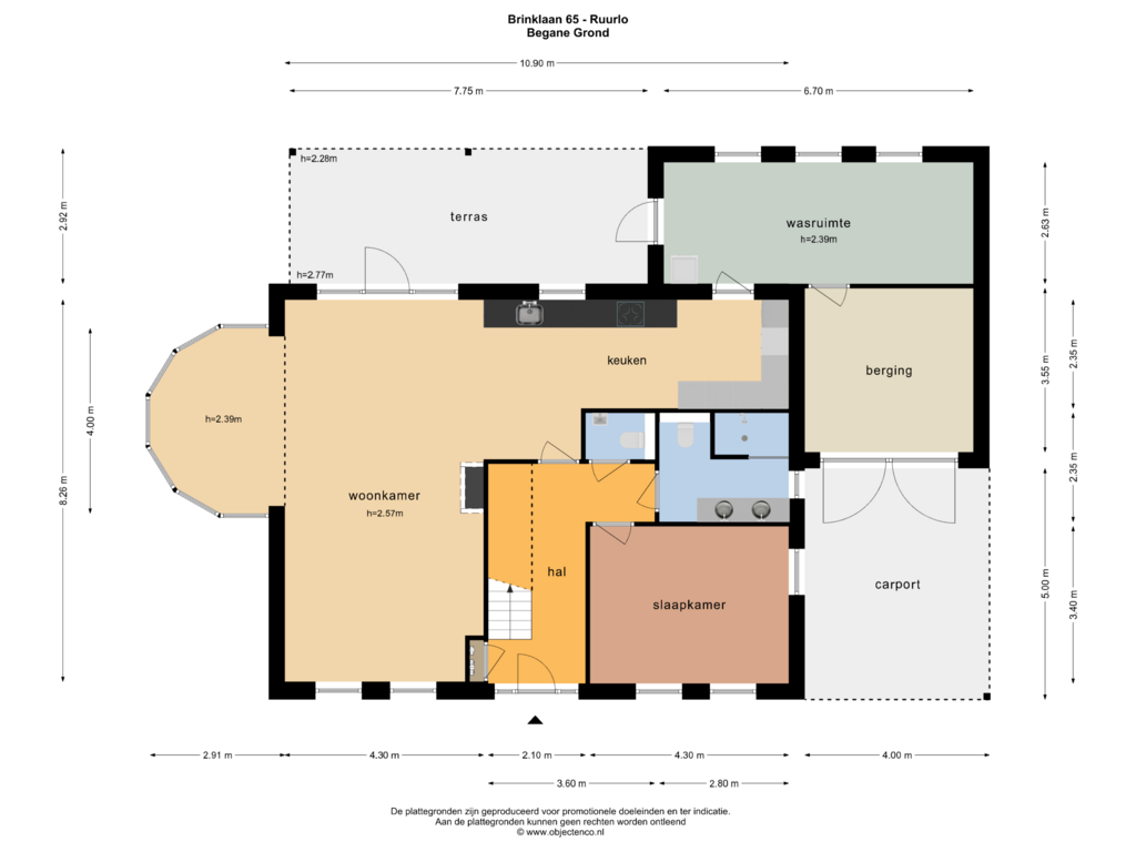 Bekijk plattegrond van BEGANE GROND van Brinklaan 65