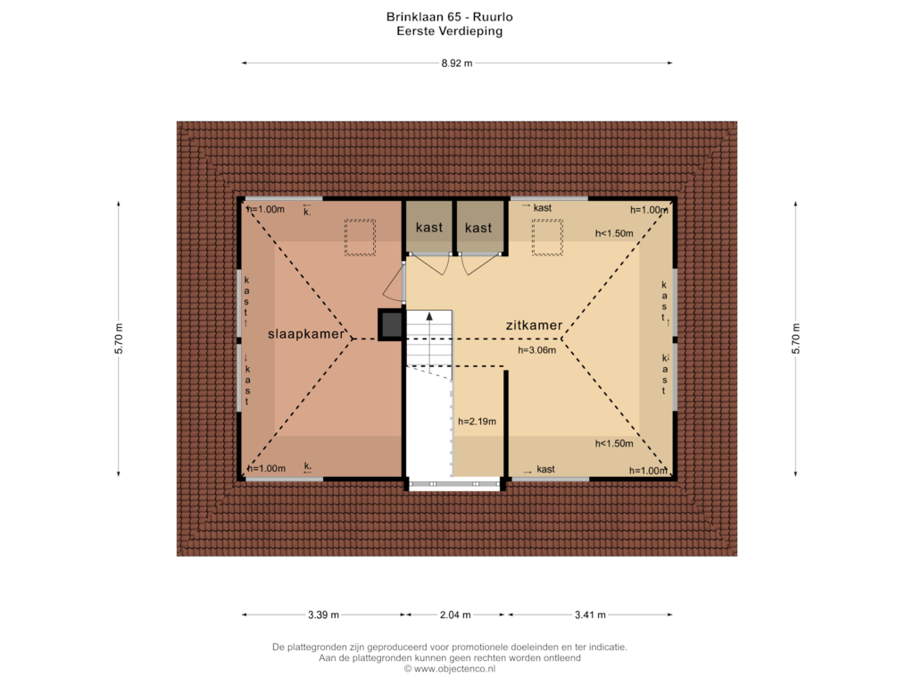 Bekijk plattegrond van EERSTE VERDIEPING van Brinklaan 65