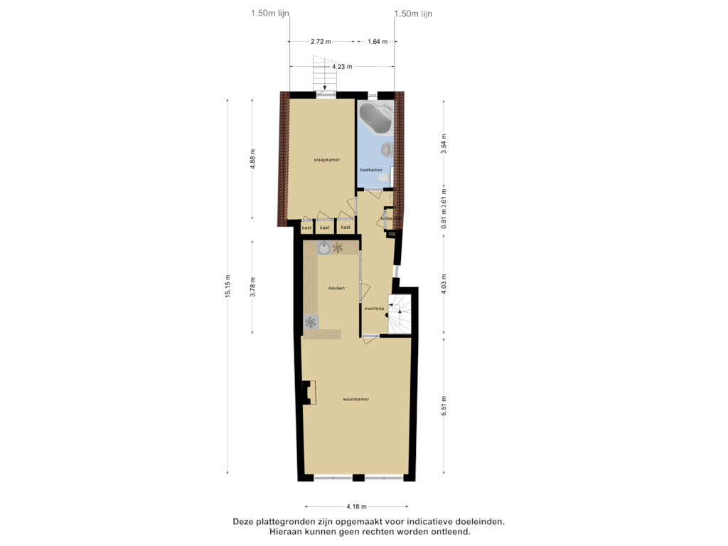 View floorplan of Tweede Verdieping of Klinkerstraat 9-A