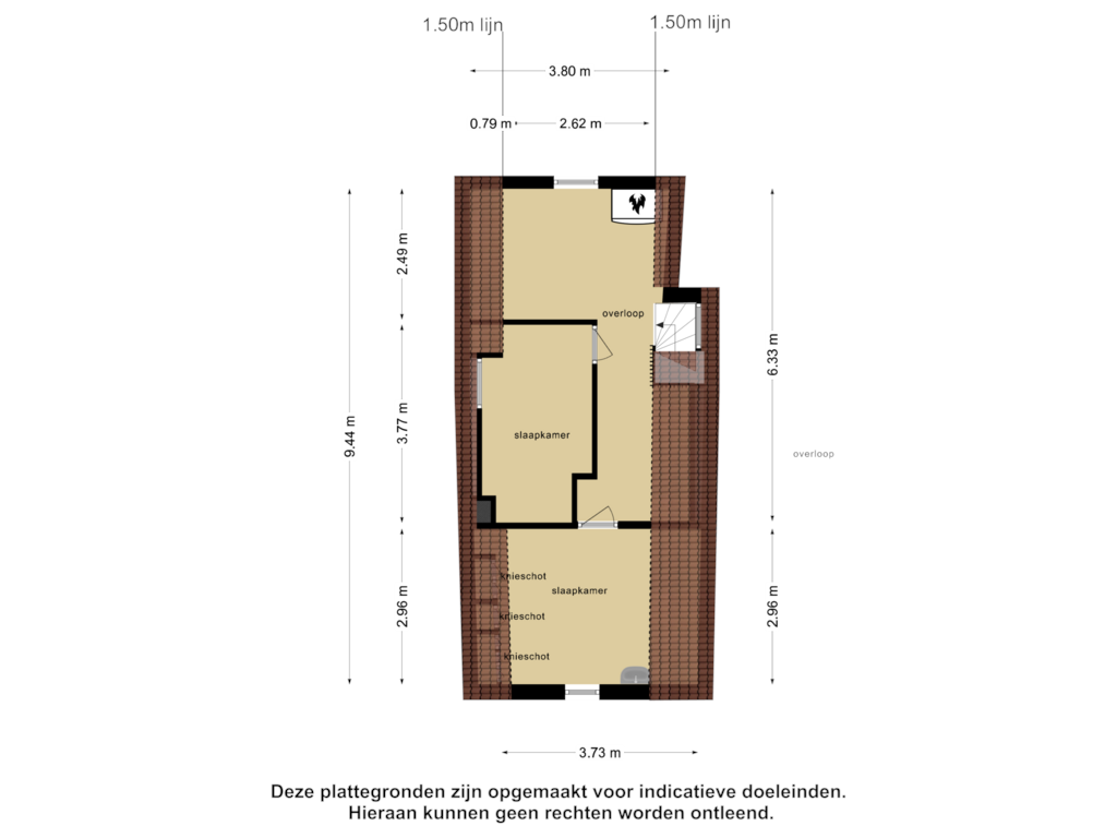 View floorplan of Derde Verdieping of Klinkerstraat 9-A