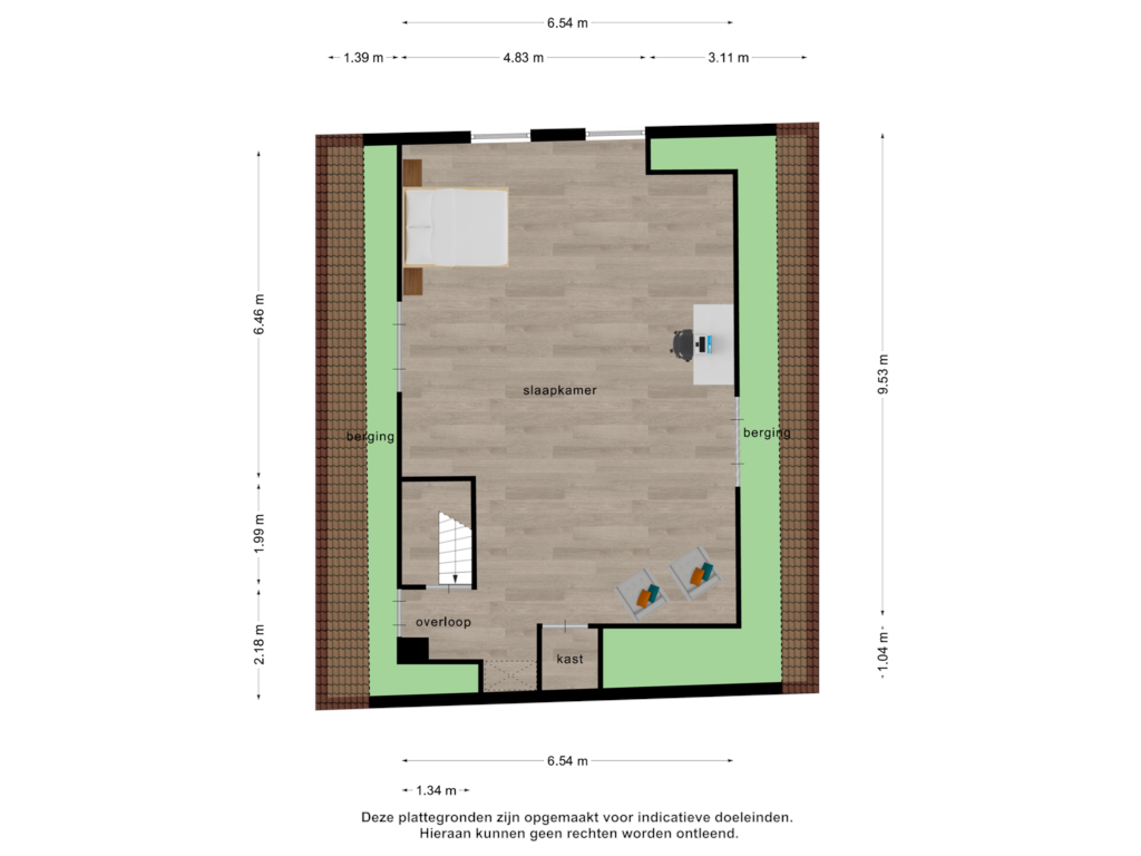 View floorplan of 1e verdieping of Zwaaksedijk 2