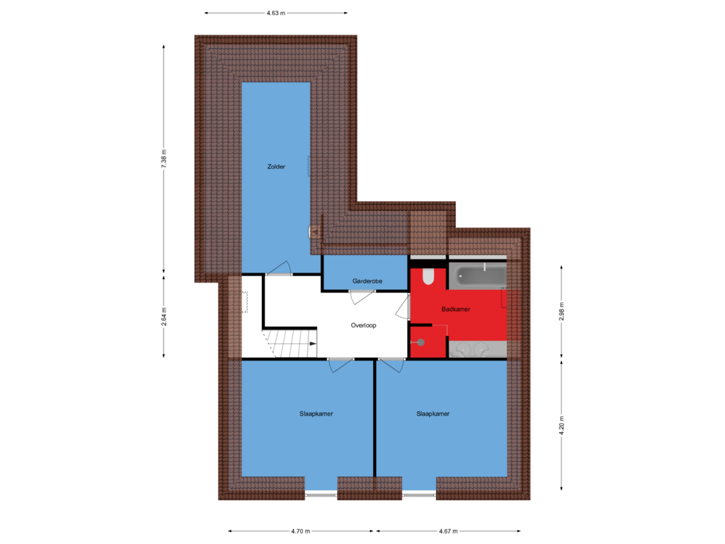 Bekijk plattegrond van 1e Verdieping van Hoogschaijksestraat 35