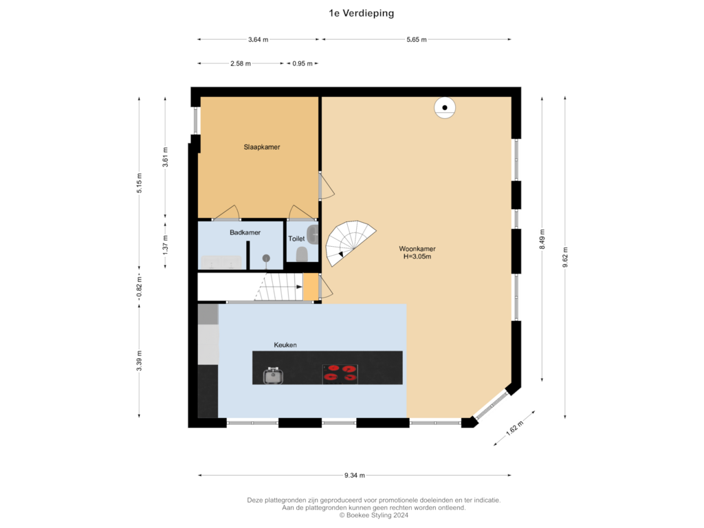 Bekijk plattegrond van 1e Verdieping van Kanaalstraat 48