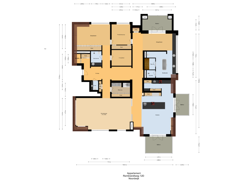 Bekijk plattegrond van Appartement van Rembrandtweg 12-D