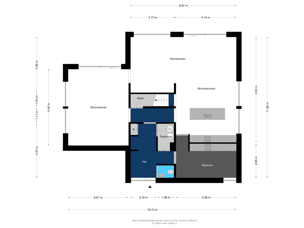 Bekijk plattegrond van Begane grond van Oostmijzerdijk 9-C