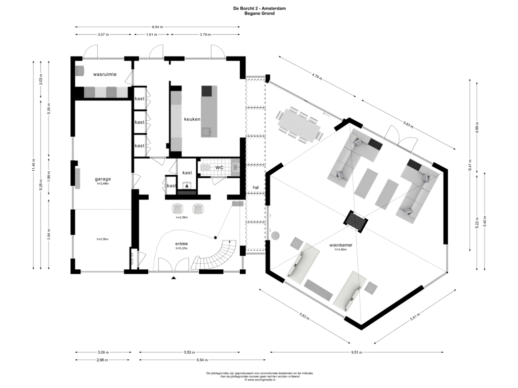 View floorplan of BEGANE GROND of De Borcht 2