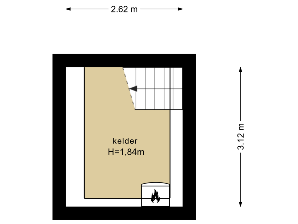 Bekijk plattegrond van Kelder van Andries Dekkerweg 2