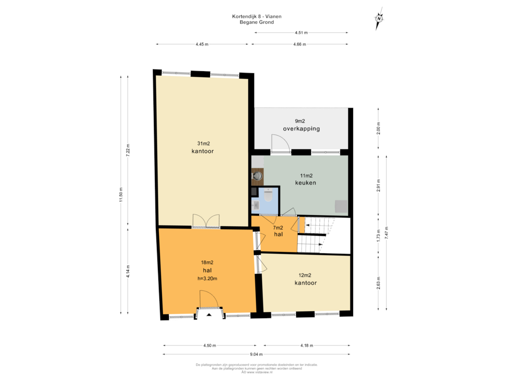 Bekijk plattegrond van Begane Grond van Kortendijk 8