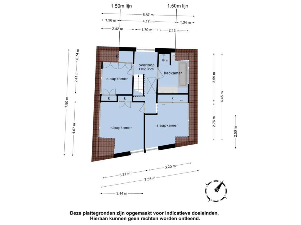 Bekijk plattegrond van 1e verdieping van Fluwelen Burgwal 15