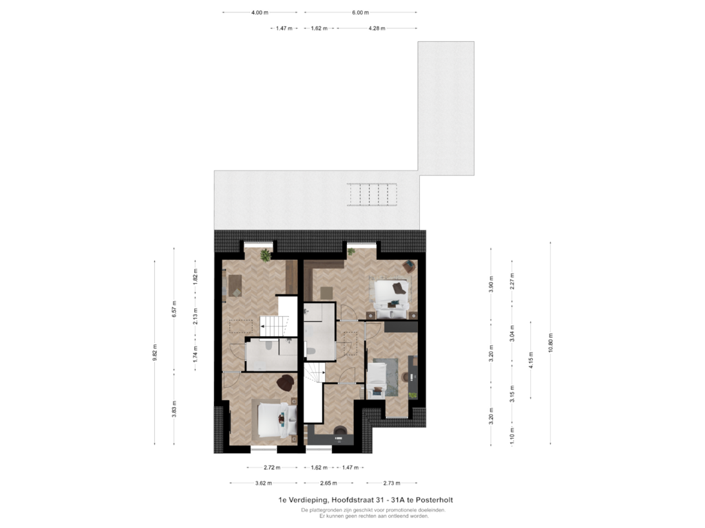 View floorplan of 1e Verdieping of Hoofdstraat 31