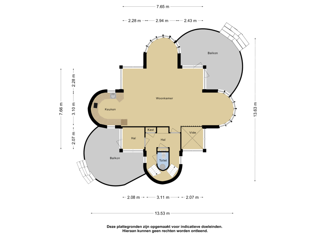 View floorplan of begane grond of Rijksstraatweg 225