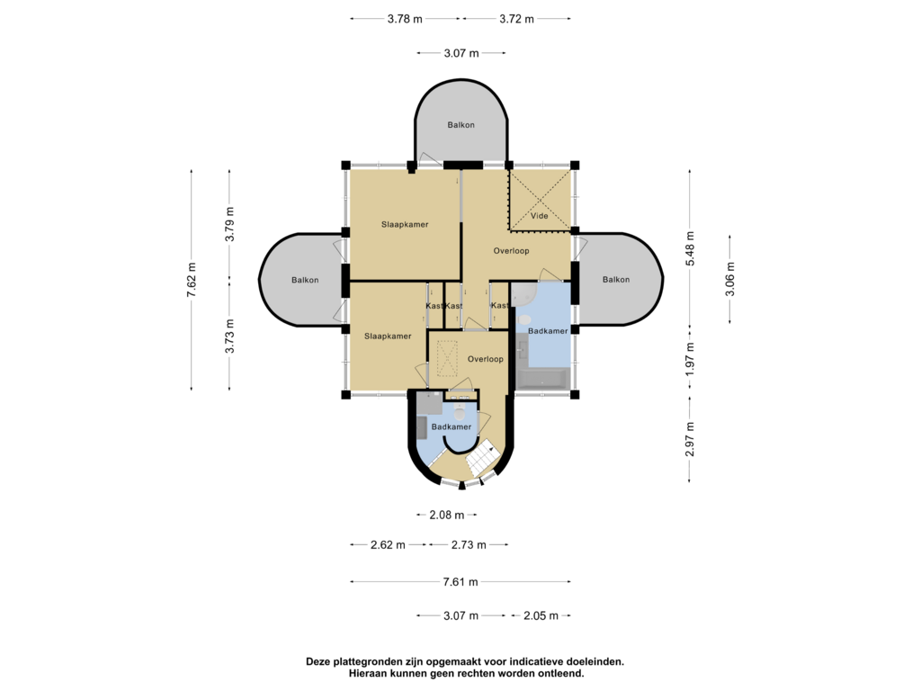 View floorplan of 1e verdieping of Rijksstraatweg 225