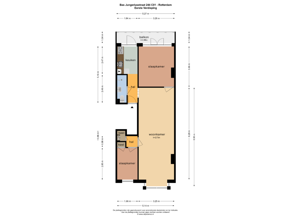 View floorplan of Eerste Verdieping of Bas Jungeriusstraat 244-C01