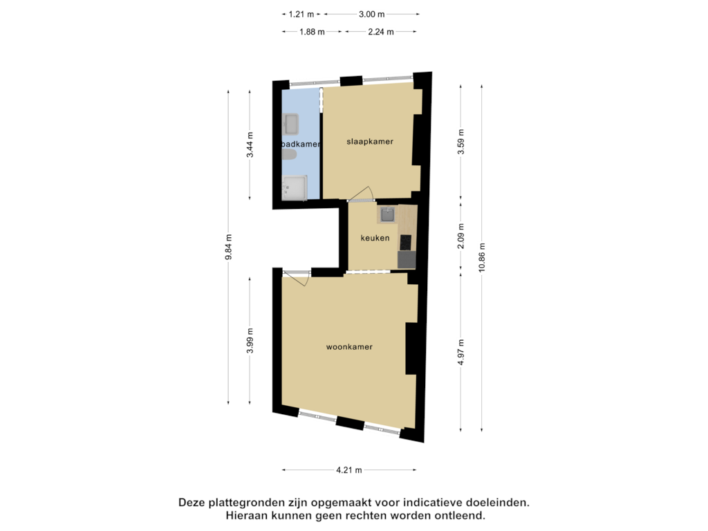 Bekijk plattegrond van Appartement 1 van Hoogstraat 10-B