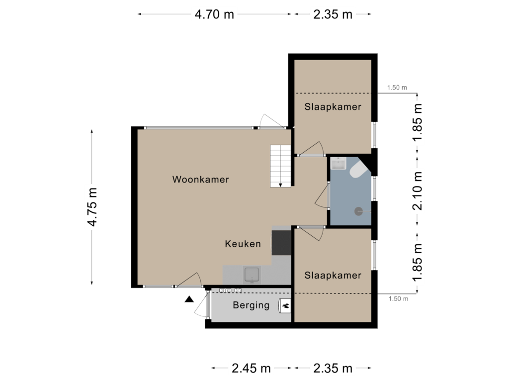 Bekijk plattegrond van Begane grond van Kruinweg 1-75