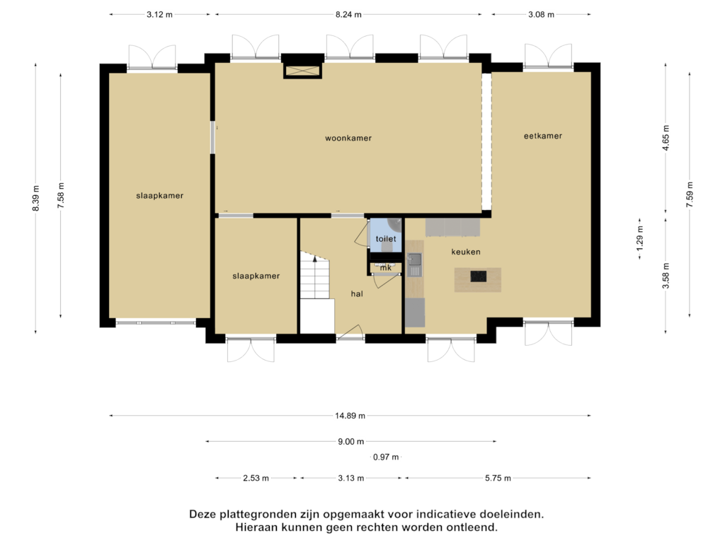 Bekijk plattegrond van Begane grond van Korenbeursstraat 6