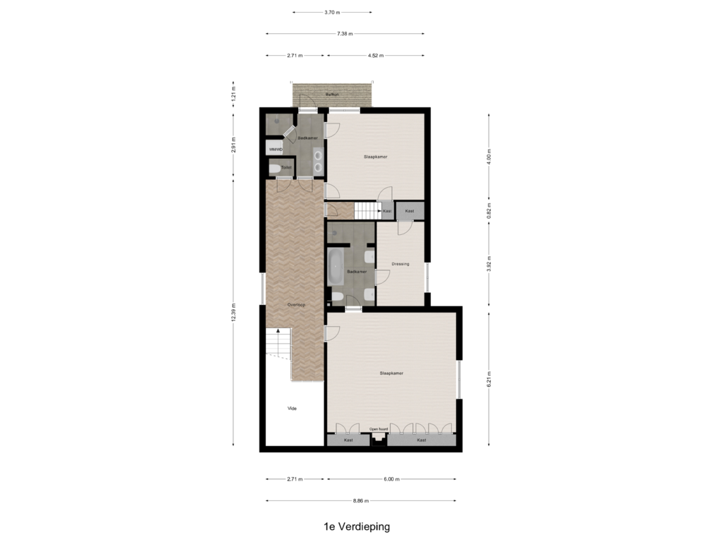 View floorplan of 1e Verdieping of 's-Heer Hendrikskinderendijk 120