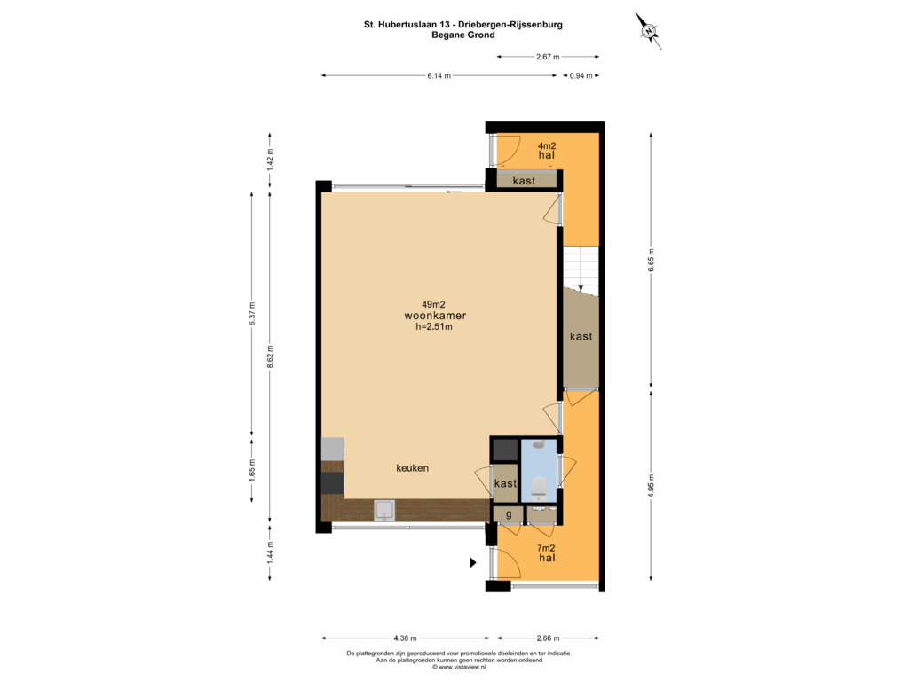 Bekijk plattegrond van BEGANE GROND van Sint Hubertuslaan 13