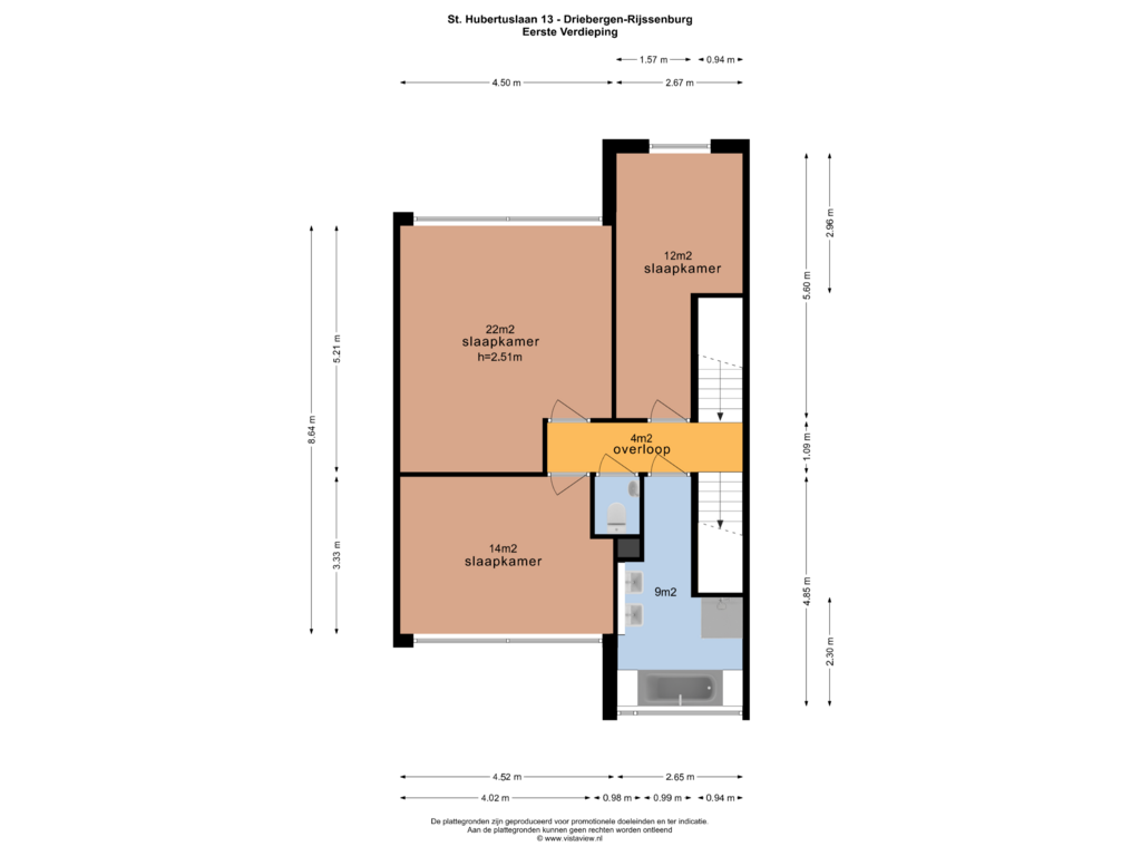 Bekijk plattegrond van EERSTE VERDIEPING van Sint Hubertuslaan 13