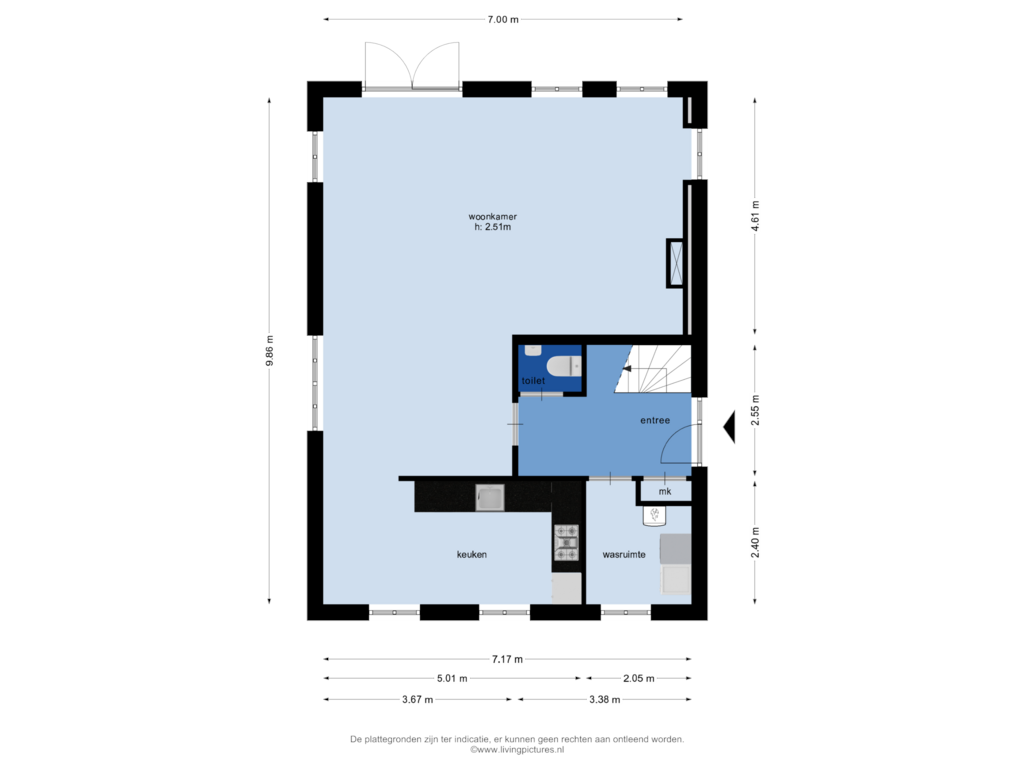 View floorplan of begane grond of de Polderstraat 31