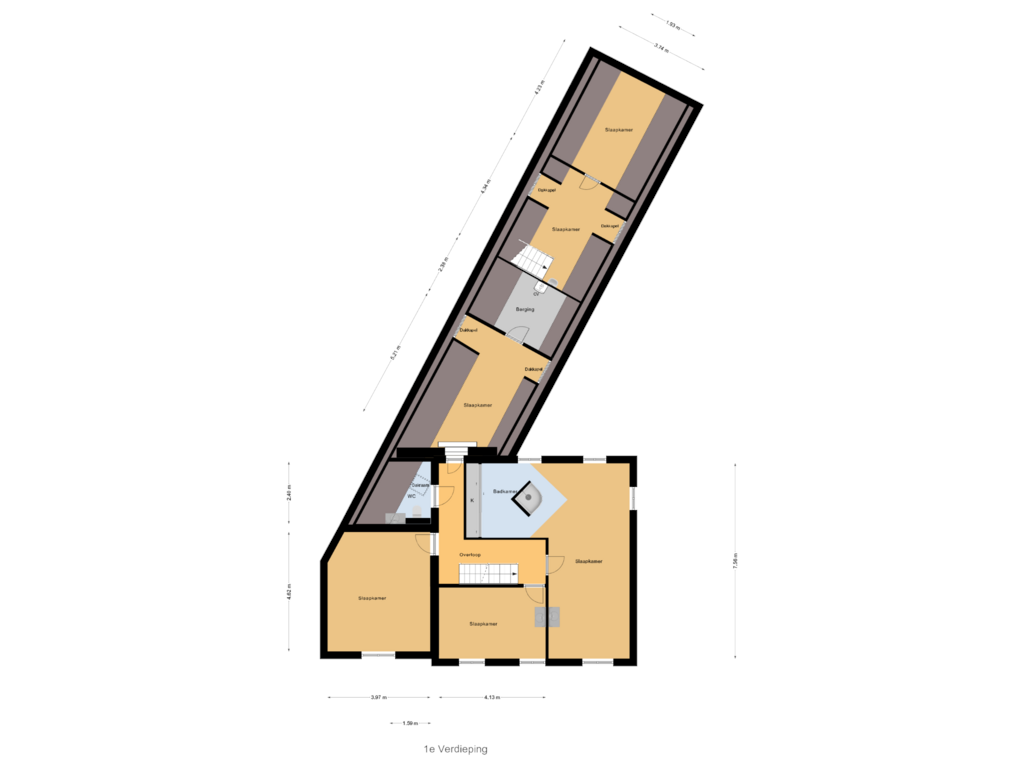 Bekijk plattegrond van 1e Verdieping van Alphenseweg 23