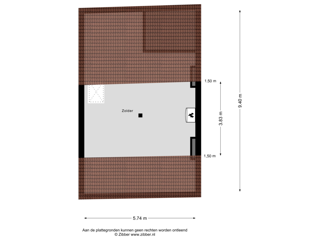 Bekijk plattegrond van Zolder van Noordstraat 74-.