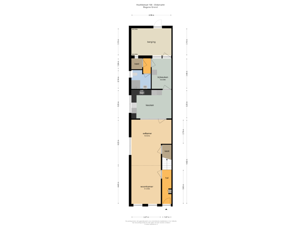 Bekijk plattegrond van BEGANE GROND van Hoofdstraat 108