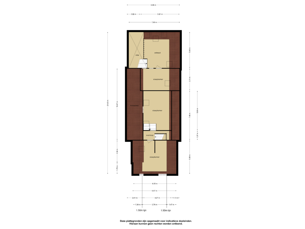 View floorplan of 1e verdieping of Langesteeg 18