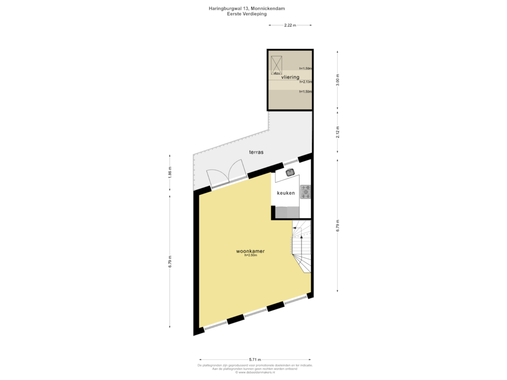 Bekijk plattegrond van Eerste Verdieping van Haringburgwal 13