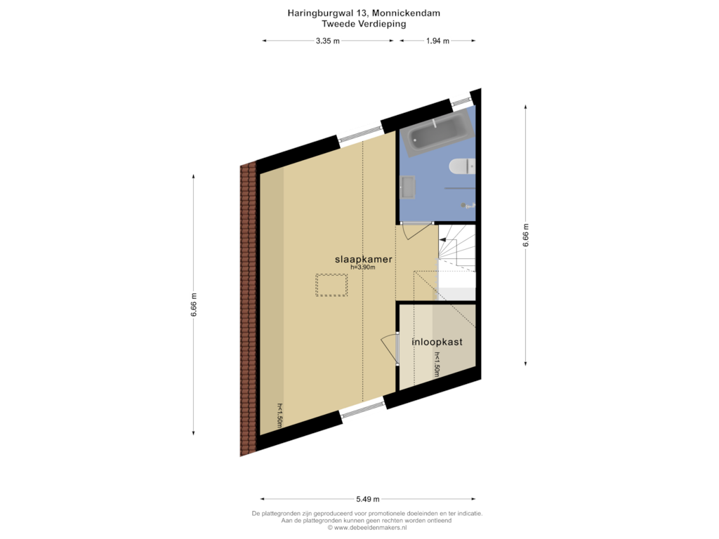 Bekijk plattegrond van Tweede Verdieping van Haringburgwal 13