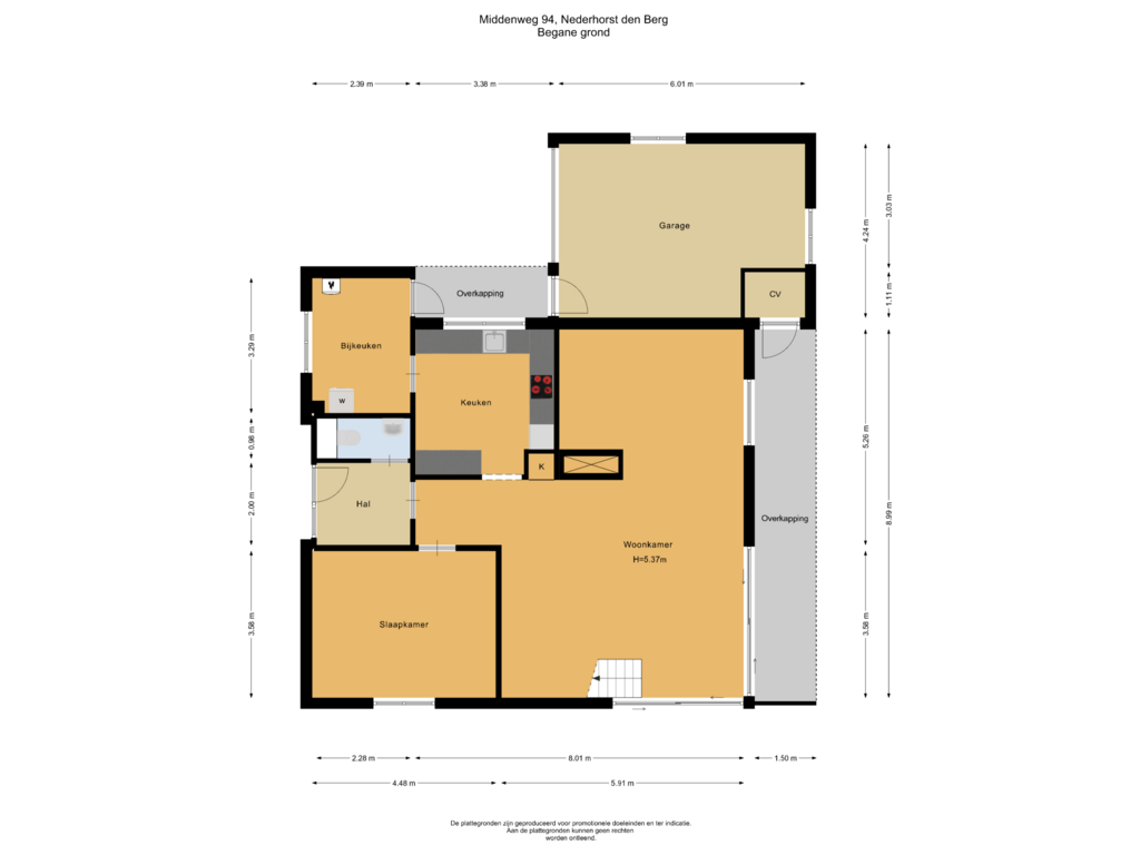 Bekijk plattegrond van Begane grond van Middenweg 94