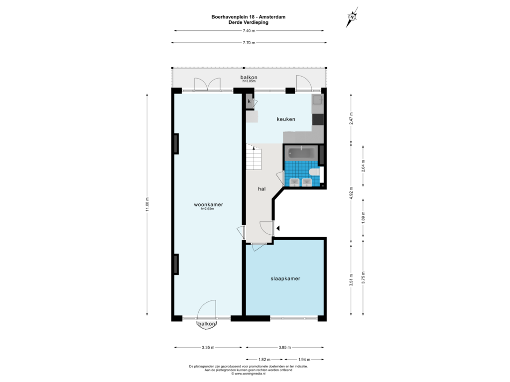 View floorplan of DERDE VERDIEPING of Boerhaaveplein 18-3