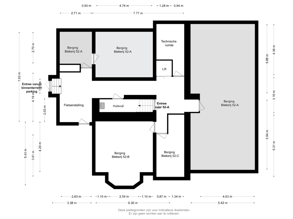 Bekijk plattegrond van SOUTERRAIN - BERGINGEN van Blekerij 52-A