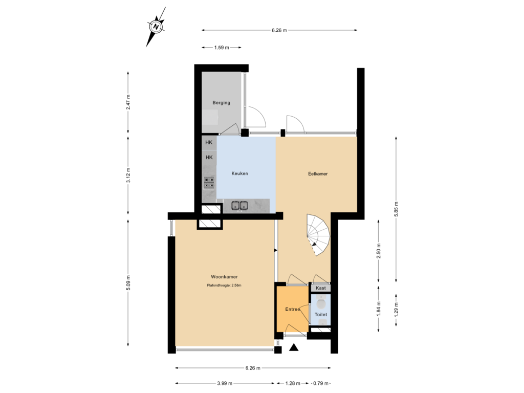 View floorplan of Begane Grond of Frederik Hendriklaan 19