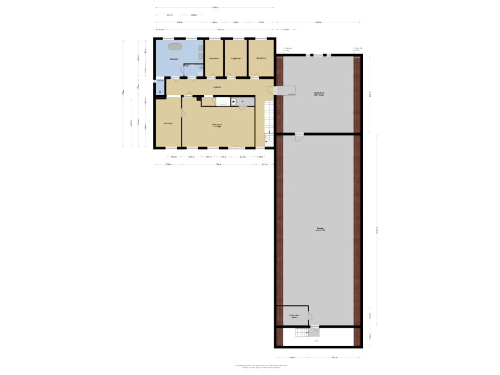 Bekijk plattegrond van Verdieping 1 + bijgebouw van Kerkstraat 27-A