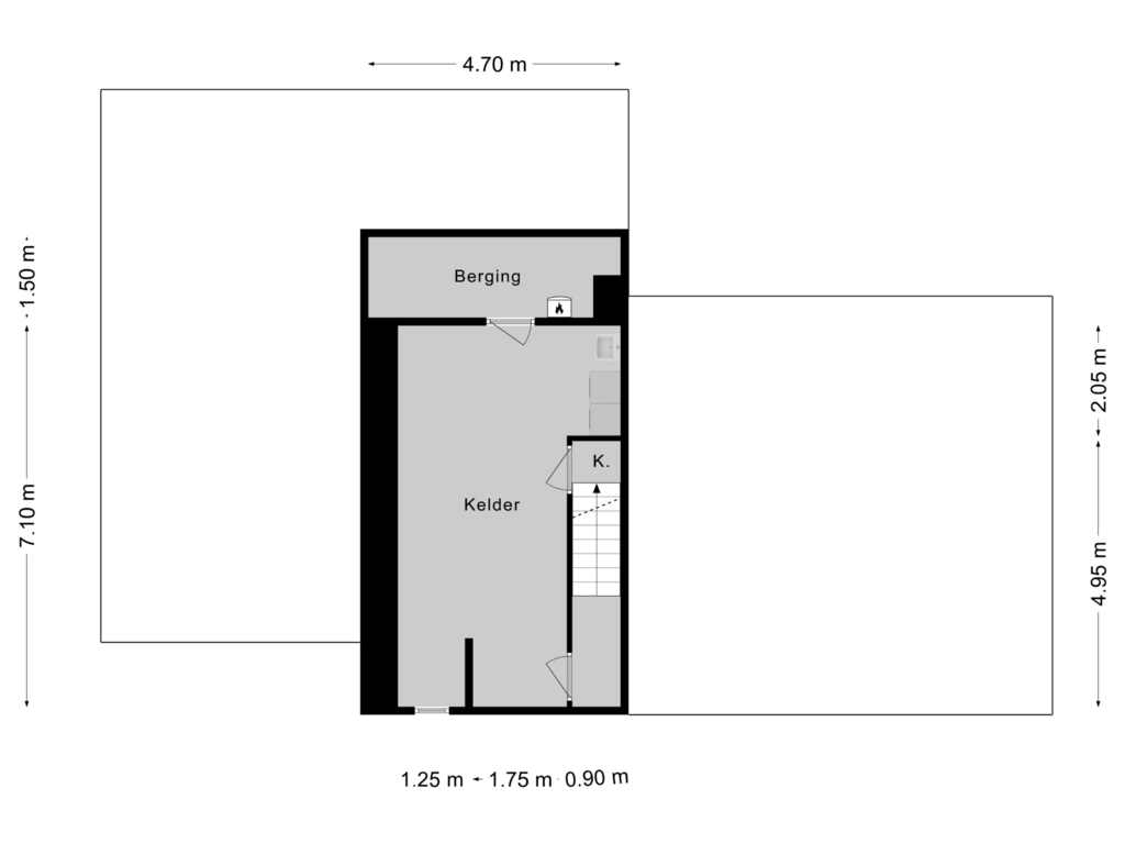 Bekijk plattegrond van Souterrain van Rarenderstraat 27