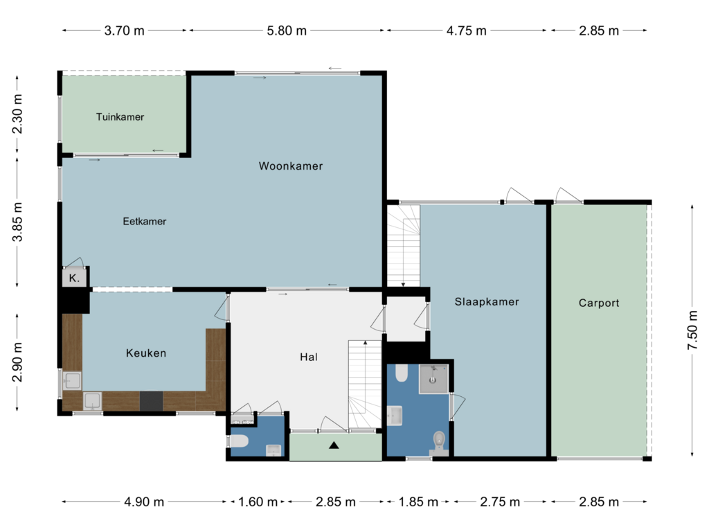 Bekijk plattegrond van Begane grond van Rarenderstraat 27