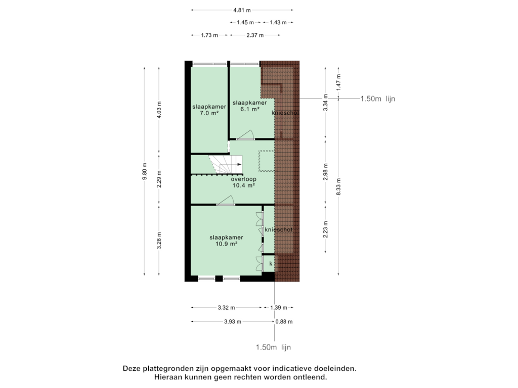 View floorplan of 1e verdieping of Paterslaan 23