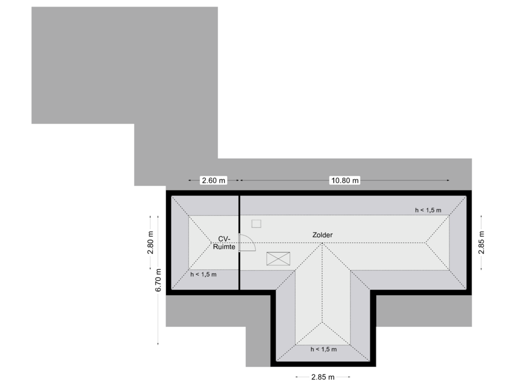 Bekijk plattegrond van Zolder van Belvédèreweg 4