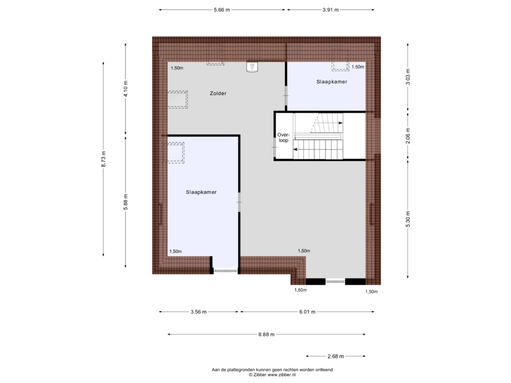 Bekijk plattegrond van Tweede verdieping van Raadhuisstraat 6