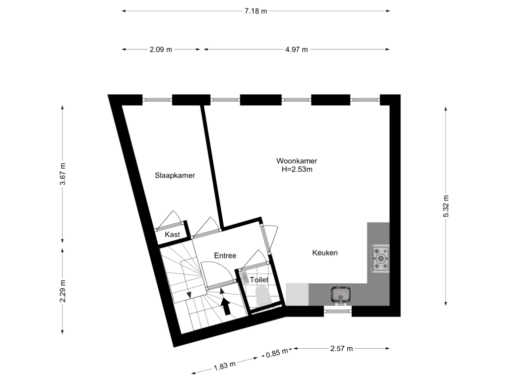 Bekijk plattegrond van Woonverdieping van Verschoorstraat 74-02