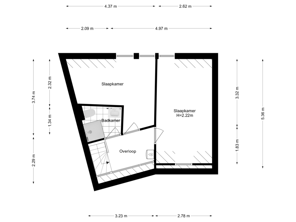 Bekijk plattegrond van 1e Verdieping van Verschoorstraat 74-02