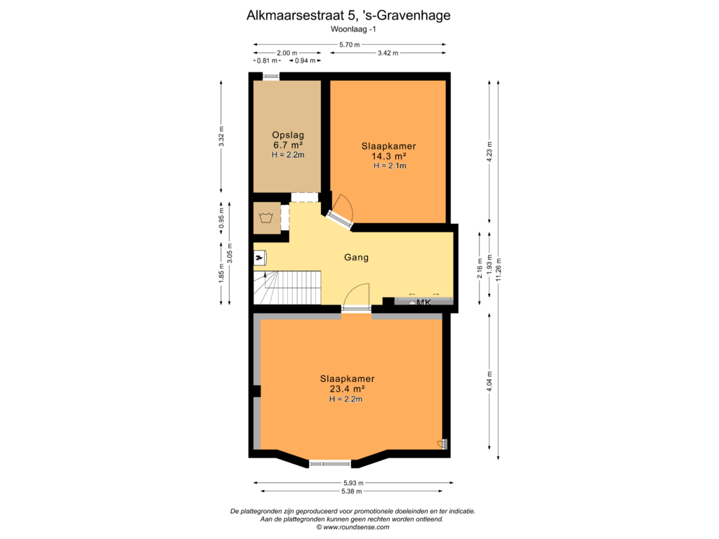 Bekijk plattegrond van Woonlaag -1 van Alkmaarsestraat 5