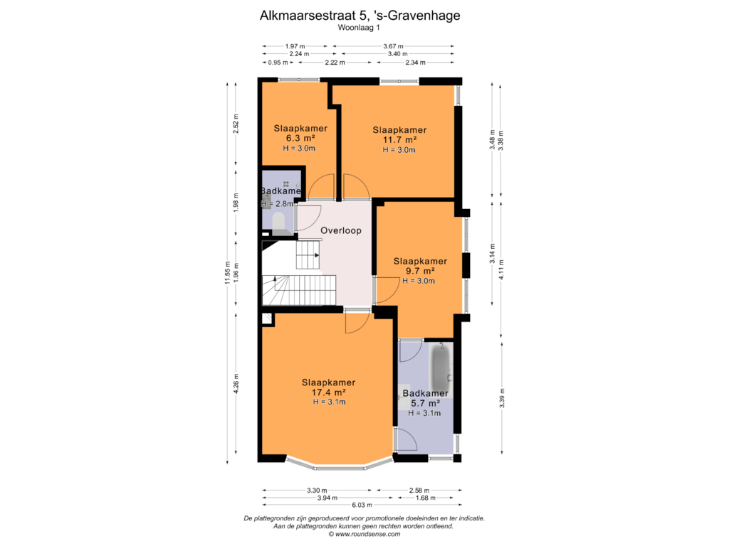 Bekijk plattegrond van Woonlaag 1 van Alkmaarsestraat 5