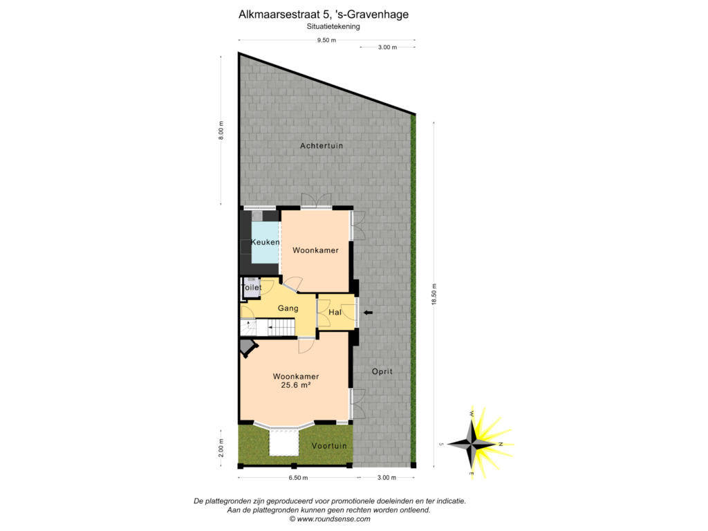 Bekijk plattegrond van Situatietekening van Alkmaarsestraat 5