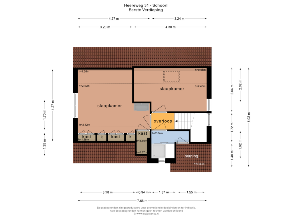 View floorplan of EERSTE VERDIEPING of Heereweg 31