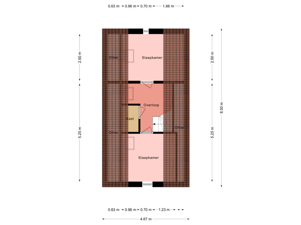 Bekijk plattegrond van 2e verdieping van Bakkummerstraat 87