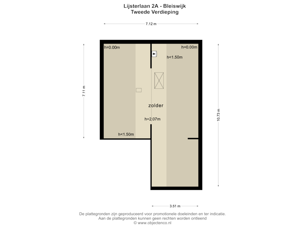 View floorplan of TWEEDE VERDIEPING of Lijsterlaan 2-A